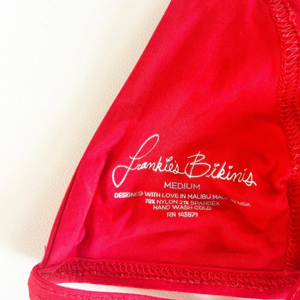 Frankie's Bikinis Womens Valentina True Red Triangle Summer Bikini Top Size M